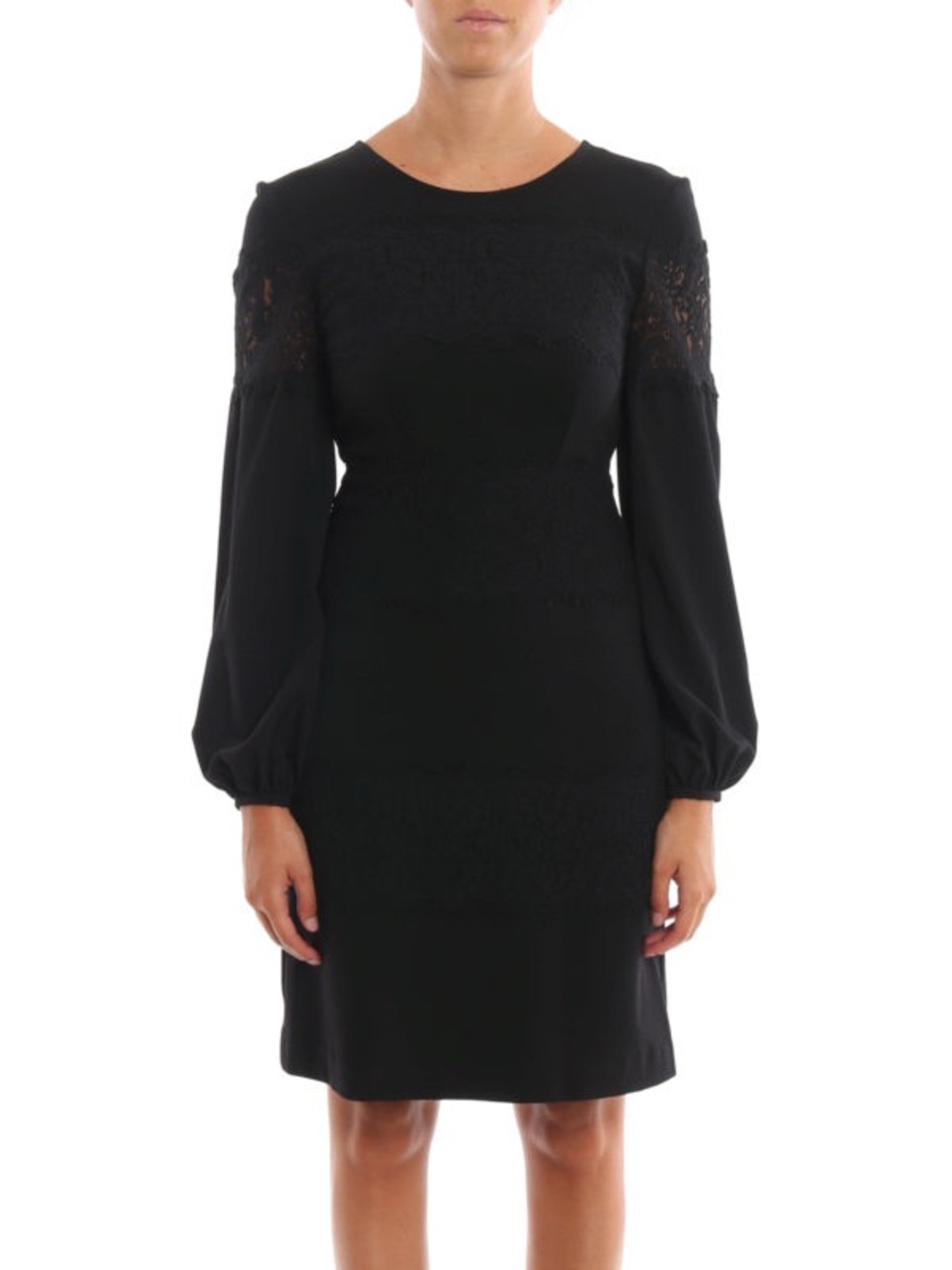 TWINSET MILANO Lace detailed jersey sheath dress Size Small black
